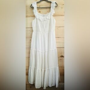 Old Navy White Eyelet Ruffled Smocked Bodice Sleeveless Maxi Sundress 2XL